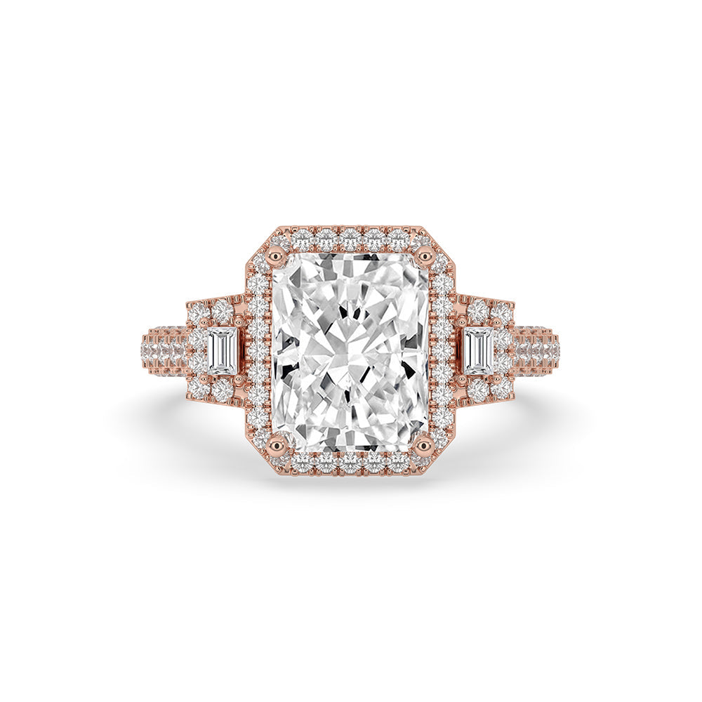 Radiant Cut Ring In 3 Side Pave Setting Main image