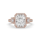 Radiant Cut Ring In 3 Side Pave Setting