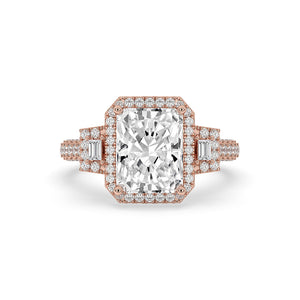 Radiant Cut Ring In 3 Side Pave Setting