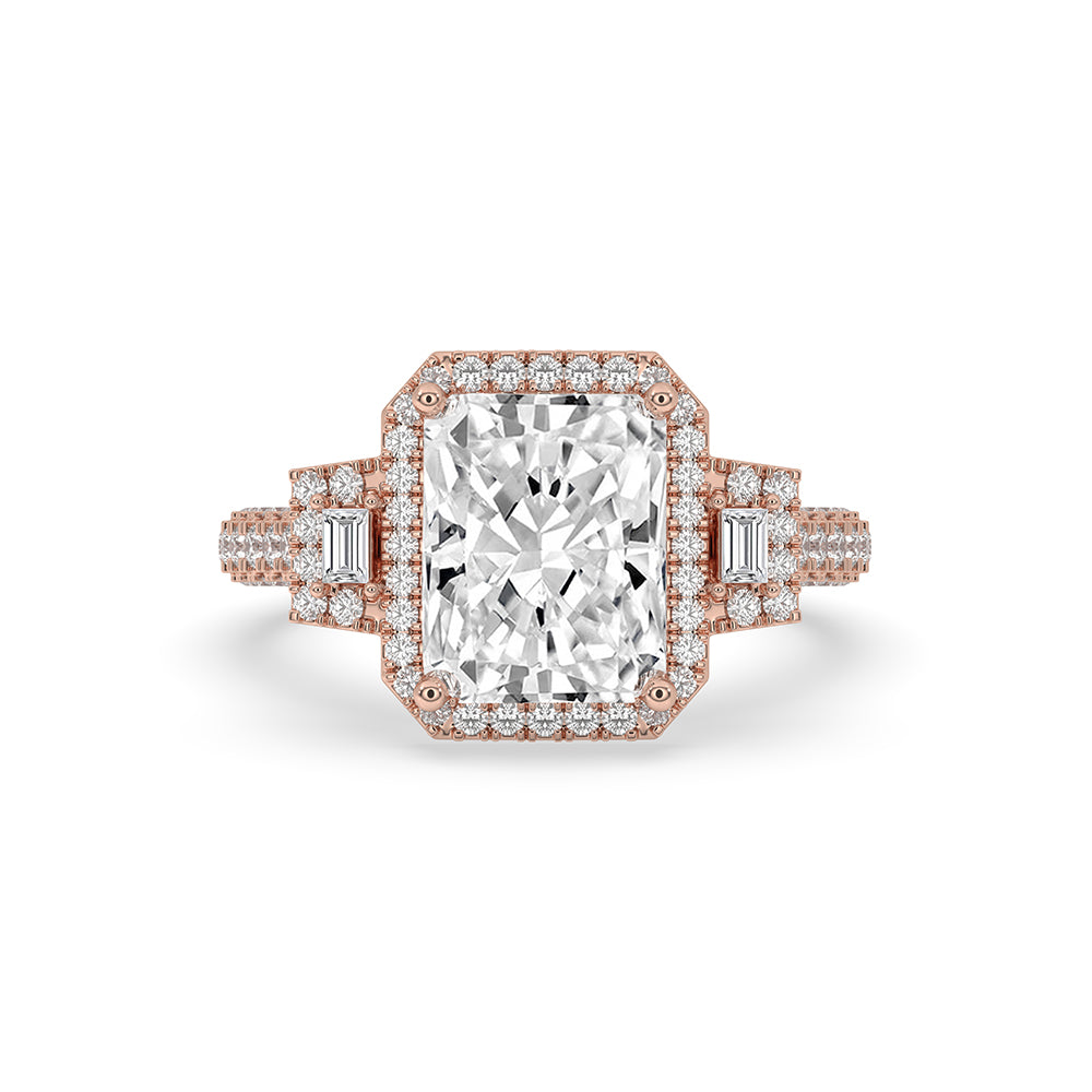 Radiant Cut Ring In 3 Side Pave Setting