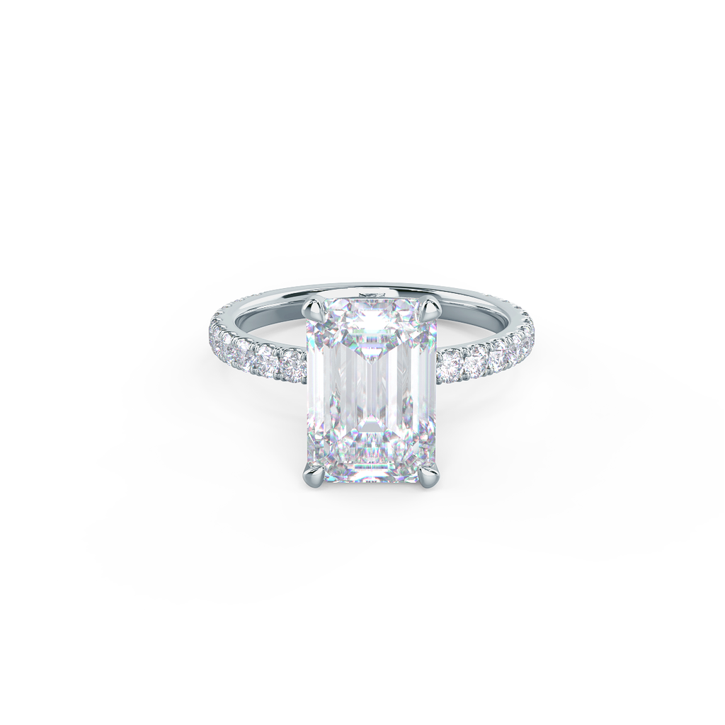 2.0 CT Emerald Moissanite Pave Setting Engagement Ring