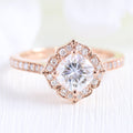 1.0 CT Cushion Cut Vintage Halo Style Moissanite Engagement Ring