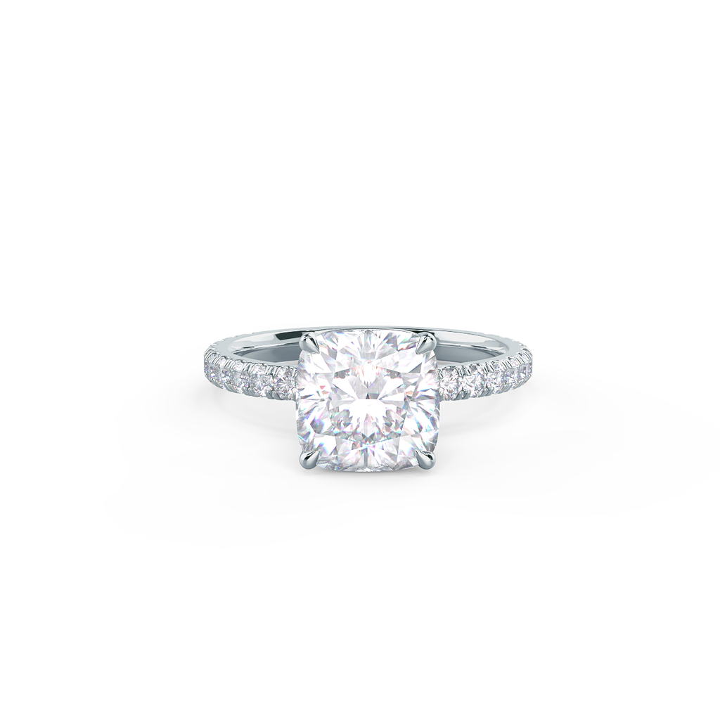 2.50 CT Cushion Moissanite Pave Setting Engagement Ring
