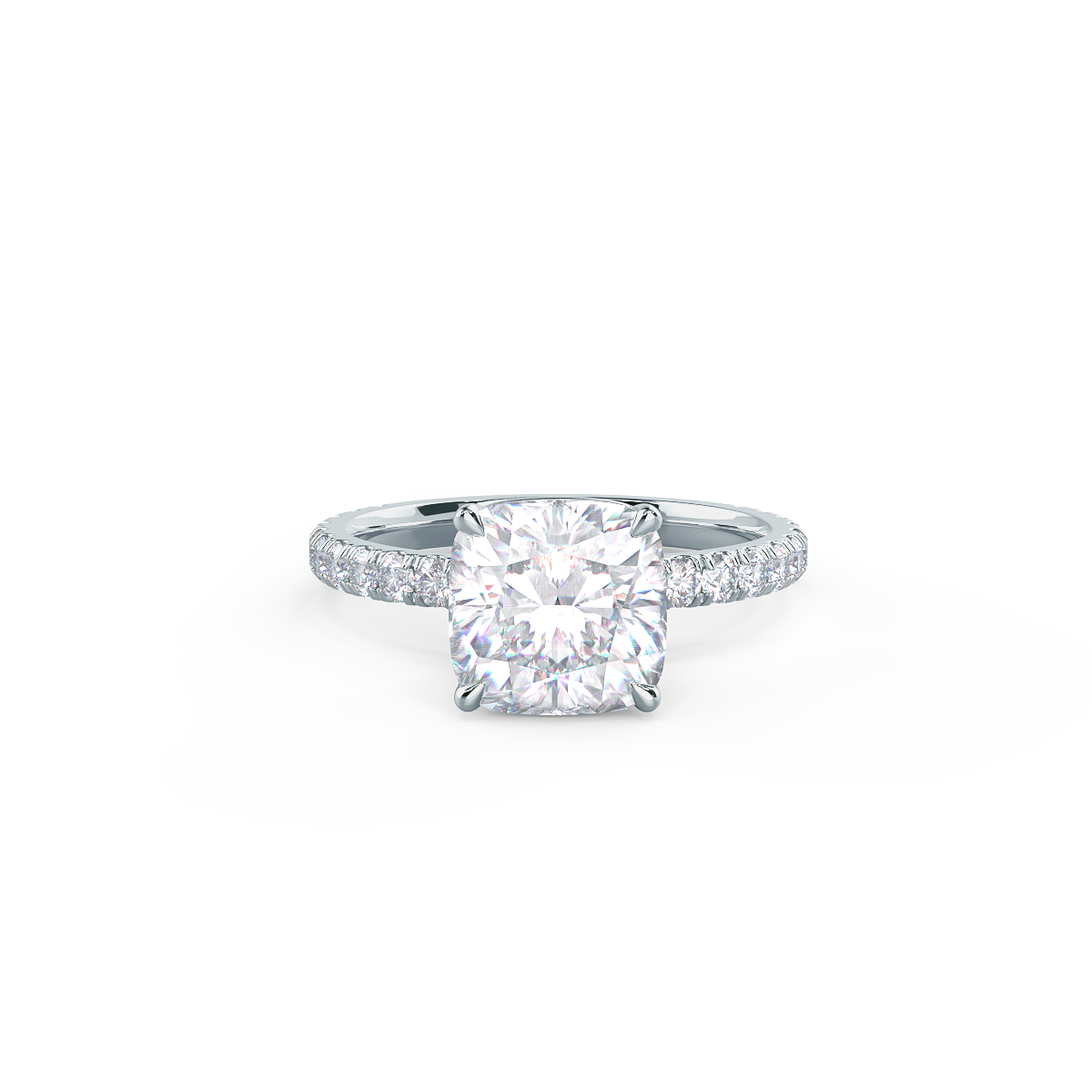 2.50 CT Cushion Moissanite Pave Setting Engagement Ring