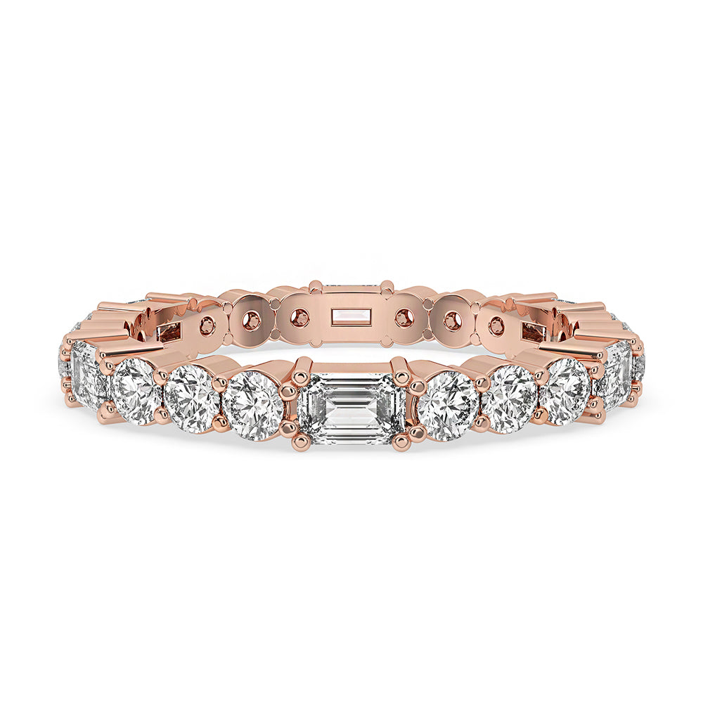 Unique Emerald Eternity Band - Rose Gold