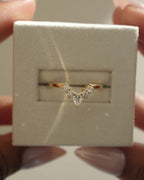 0.37 TCW Pear & Round CVD Diamond Curved Wedding Band
