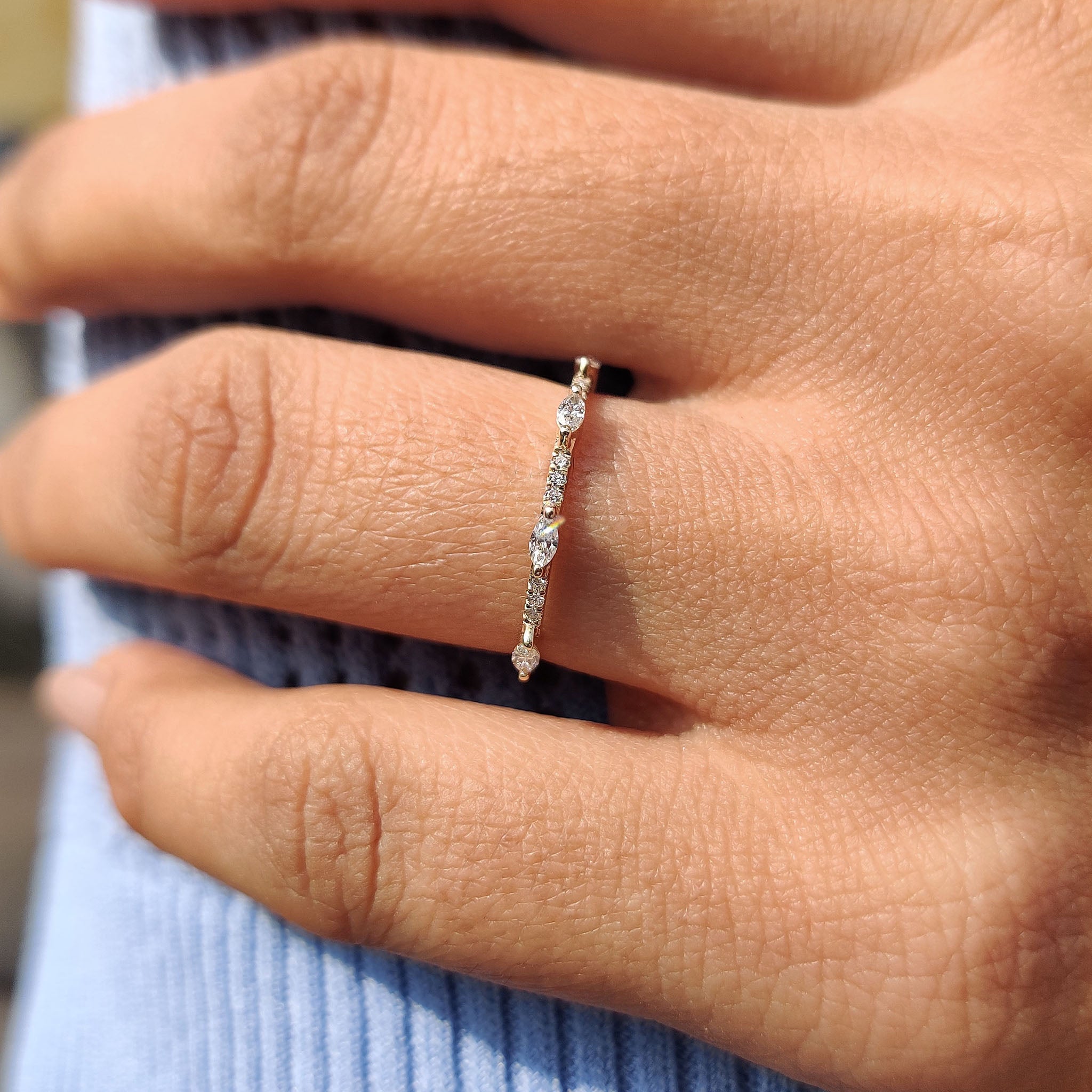 White Gold Marquise And Round Diamond Band