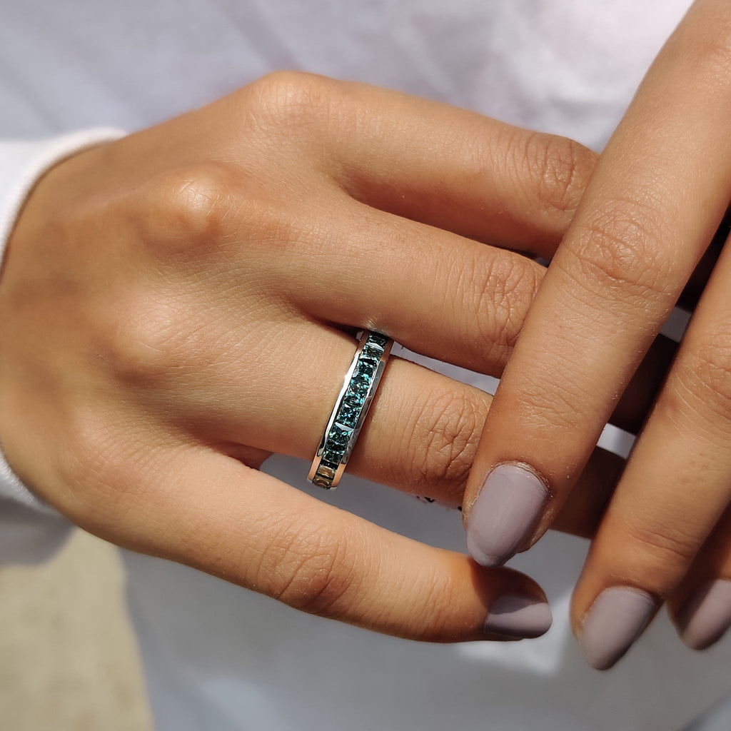 Princess Cut Channel Set Wedding Band