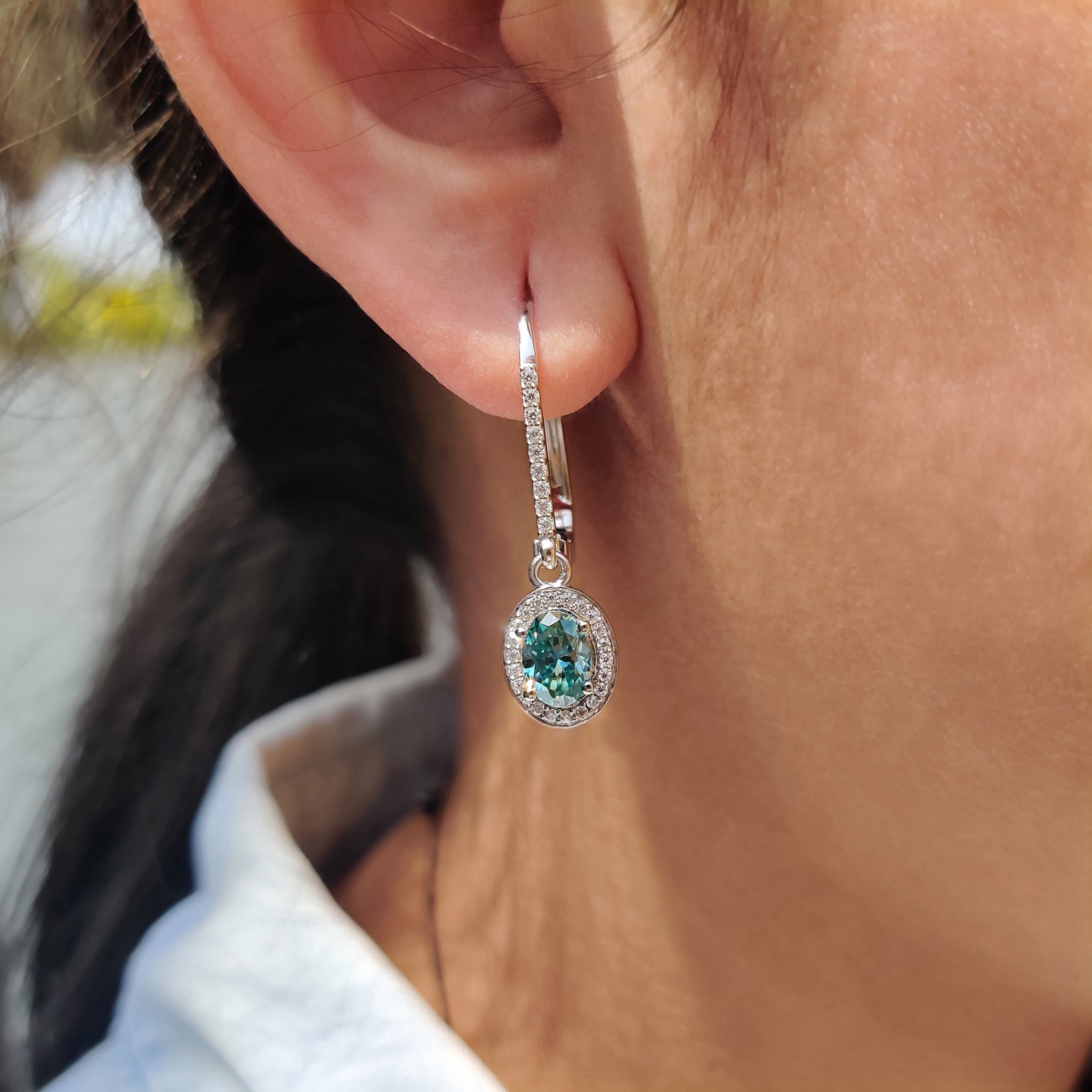 Oval Cut Earrings In Halo Style Secondary image