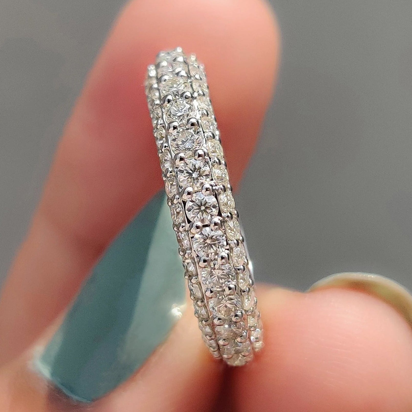 White Gold Wedding Band In Round Full Eternity setting Main image