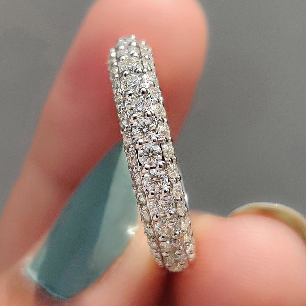 White Gold Wedding Band In Round Full Eternity setting