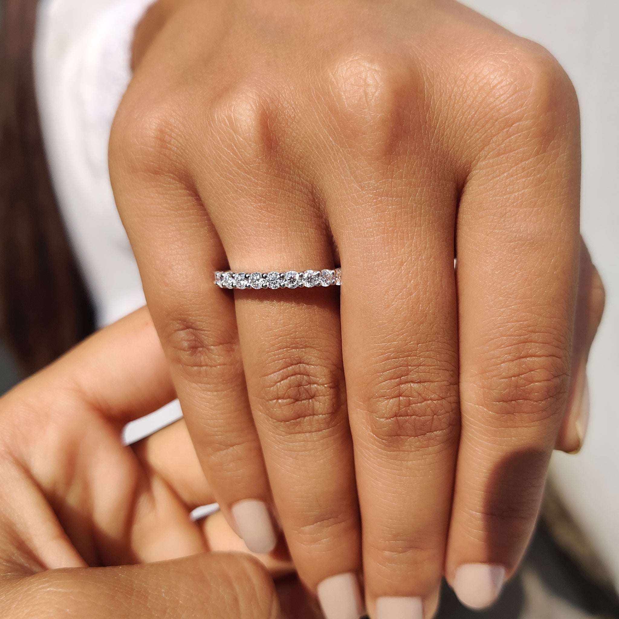 Round Moissanite Eternity Band In Secure Prong