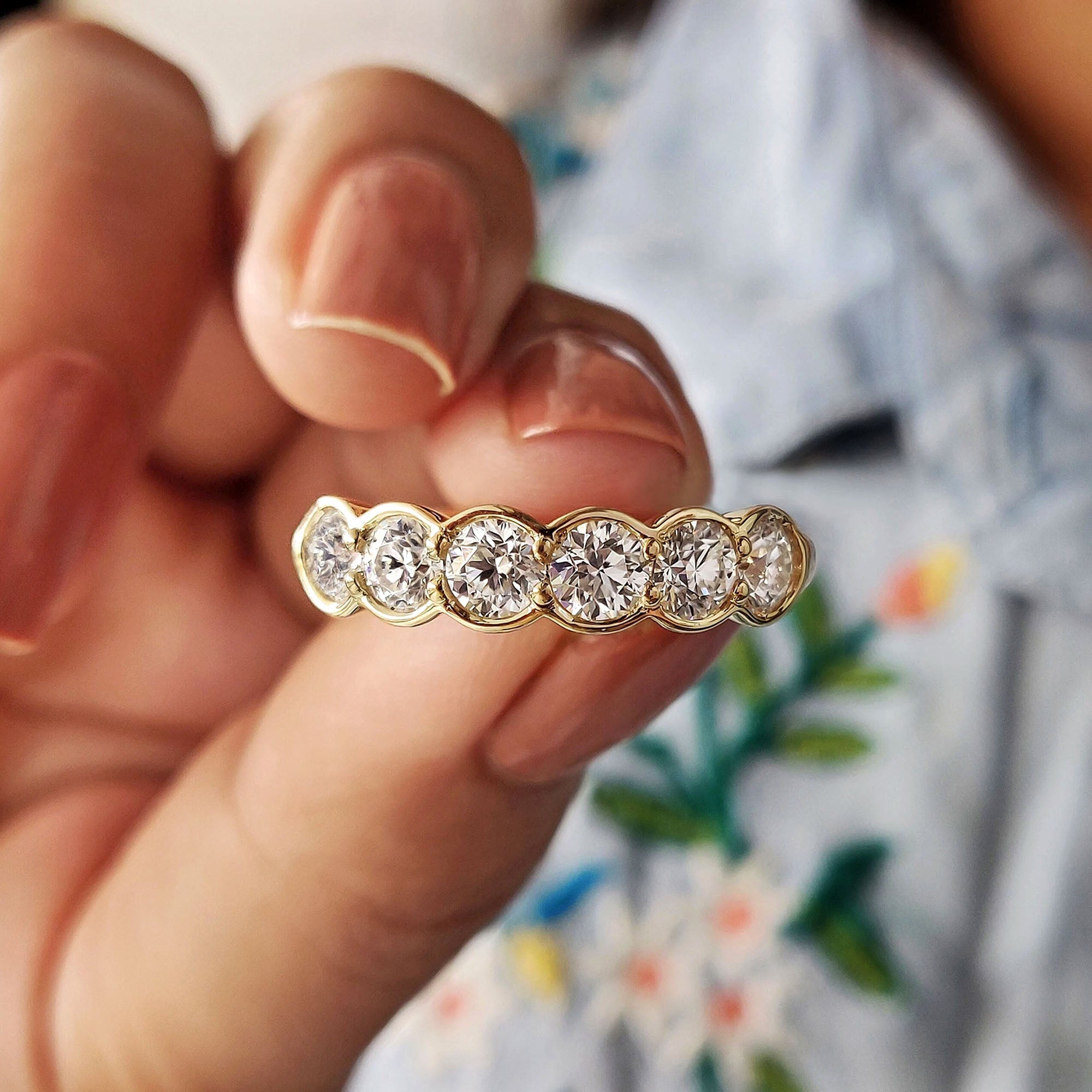 6 Stone Half Eternity Wedding Band Secondary image