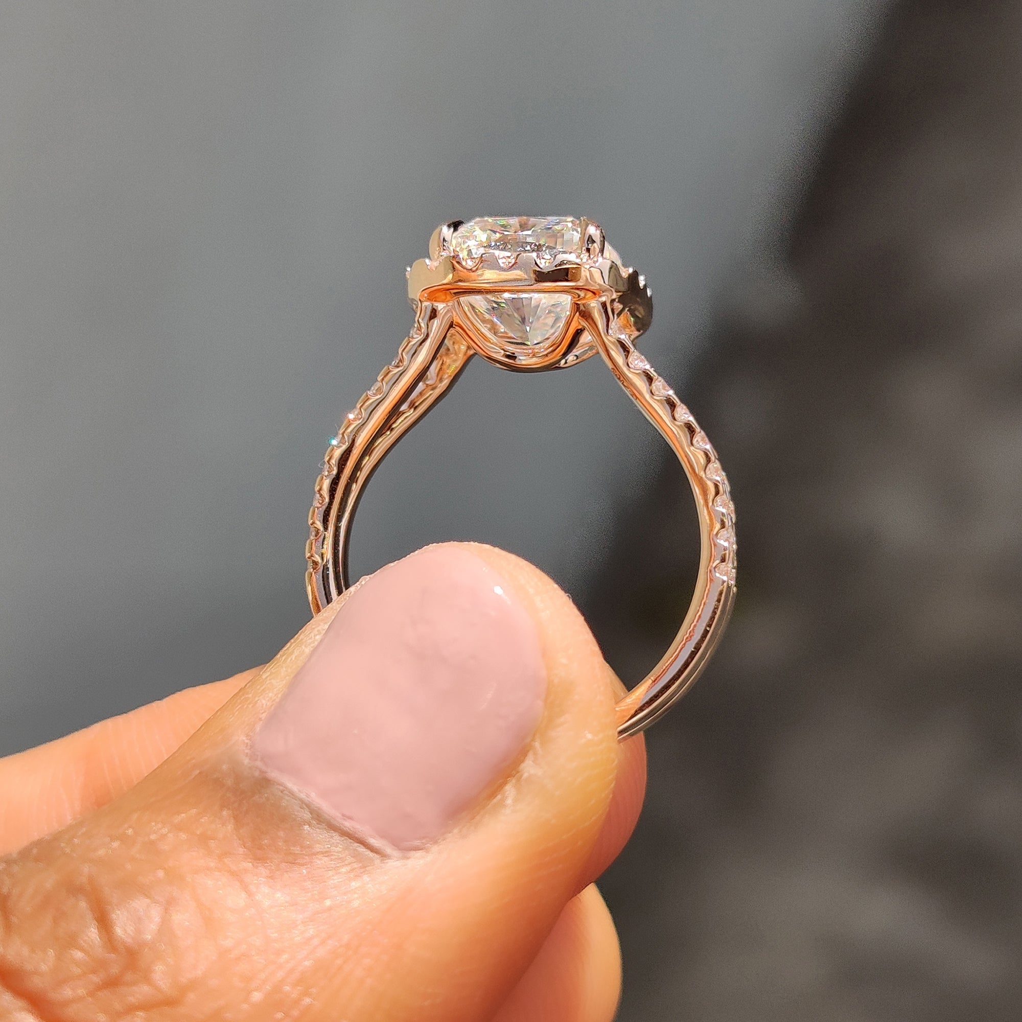 Cushion Cut Diamond Ring In Halo Setting