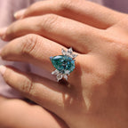 Pear Cyan Blue Engagement Ring With Muse Style