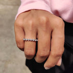 Round Stone Wedding Band In Half Eternity Style