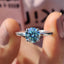 Moissanite Solitaire Ring In Cyan Blue Stone