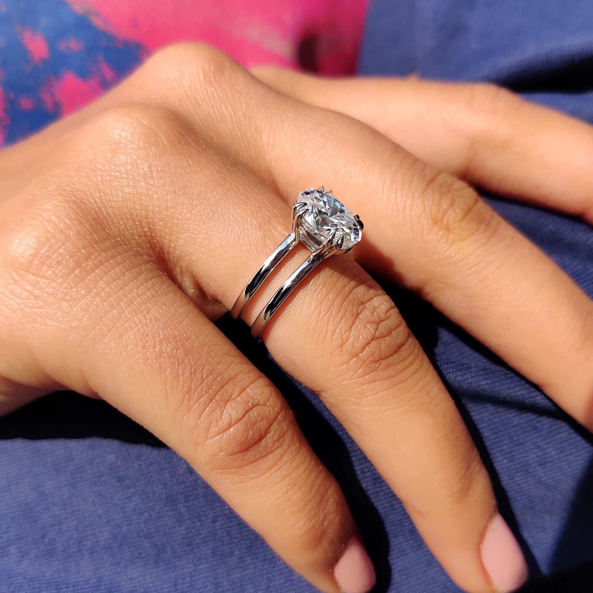 Oval Solitaire Engagement Ring In Double Shank Style