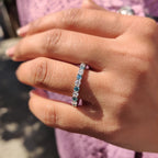 Round Cut Cyan Blue Full Eternity Wedding Band