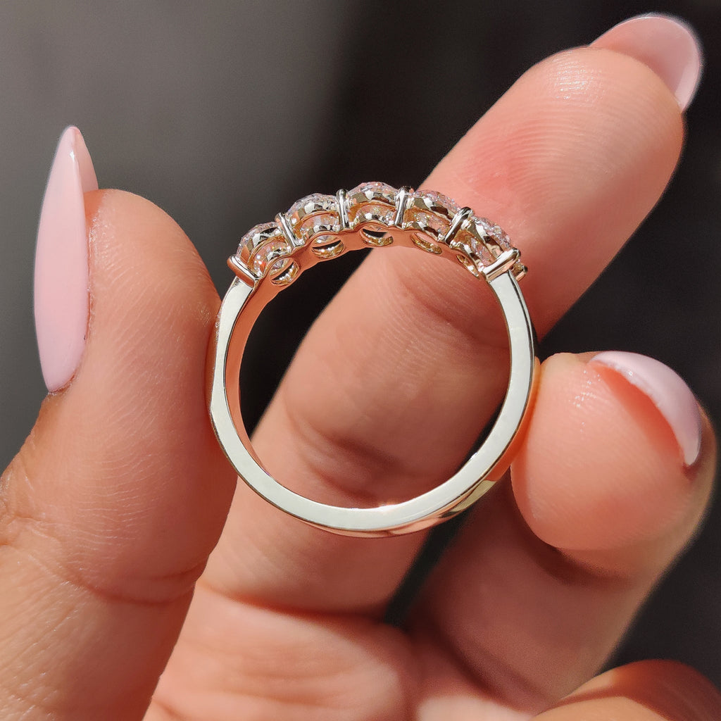 Five Stone Oval Diamond Wedding Band