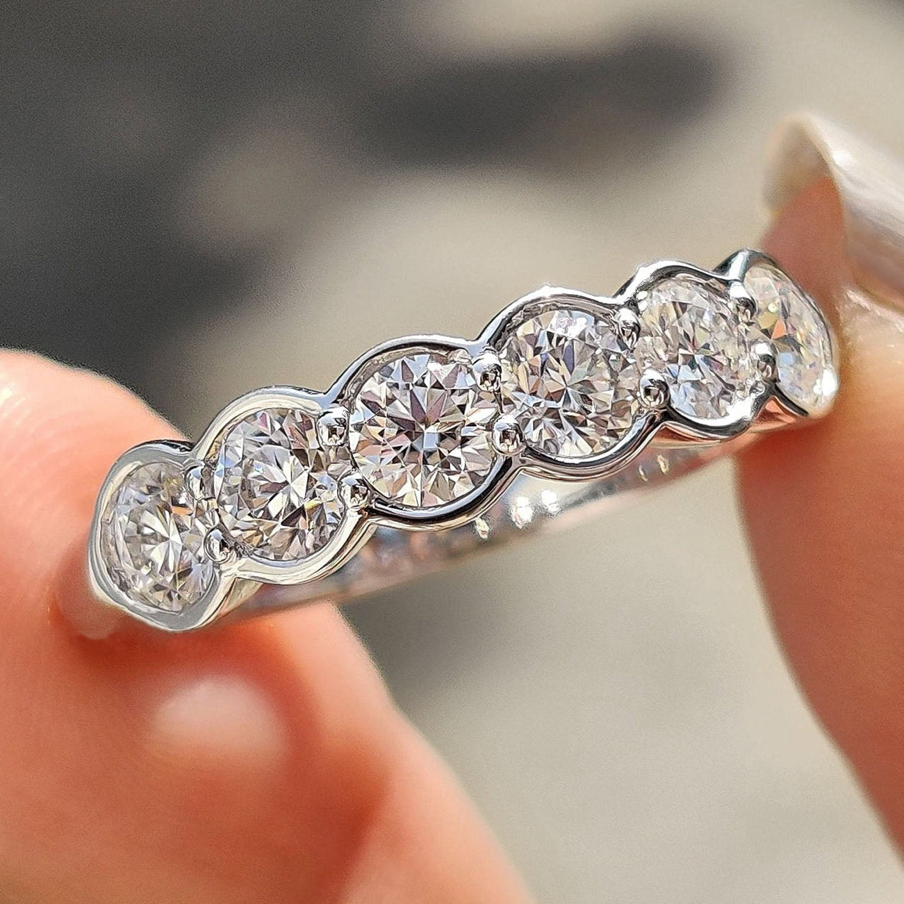 Bezel Set Round Cut Wedding Band Main image