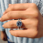 Cushion Cut Split Pave Engagement Ring