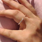 Marquise And Round Cut Yellow Gold Diamond Band