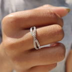 Round Moissanite Crossover Wedding Band