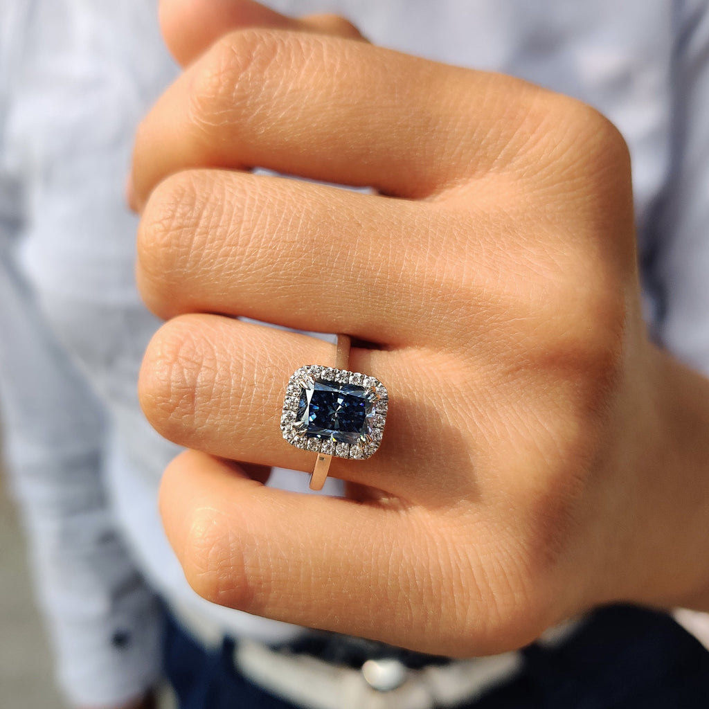 Halo Setting Radiant Cut Engagement Ring
