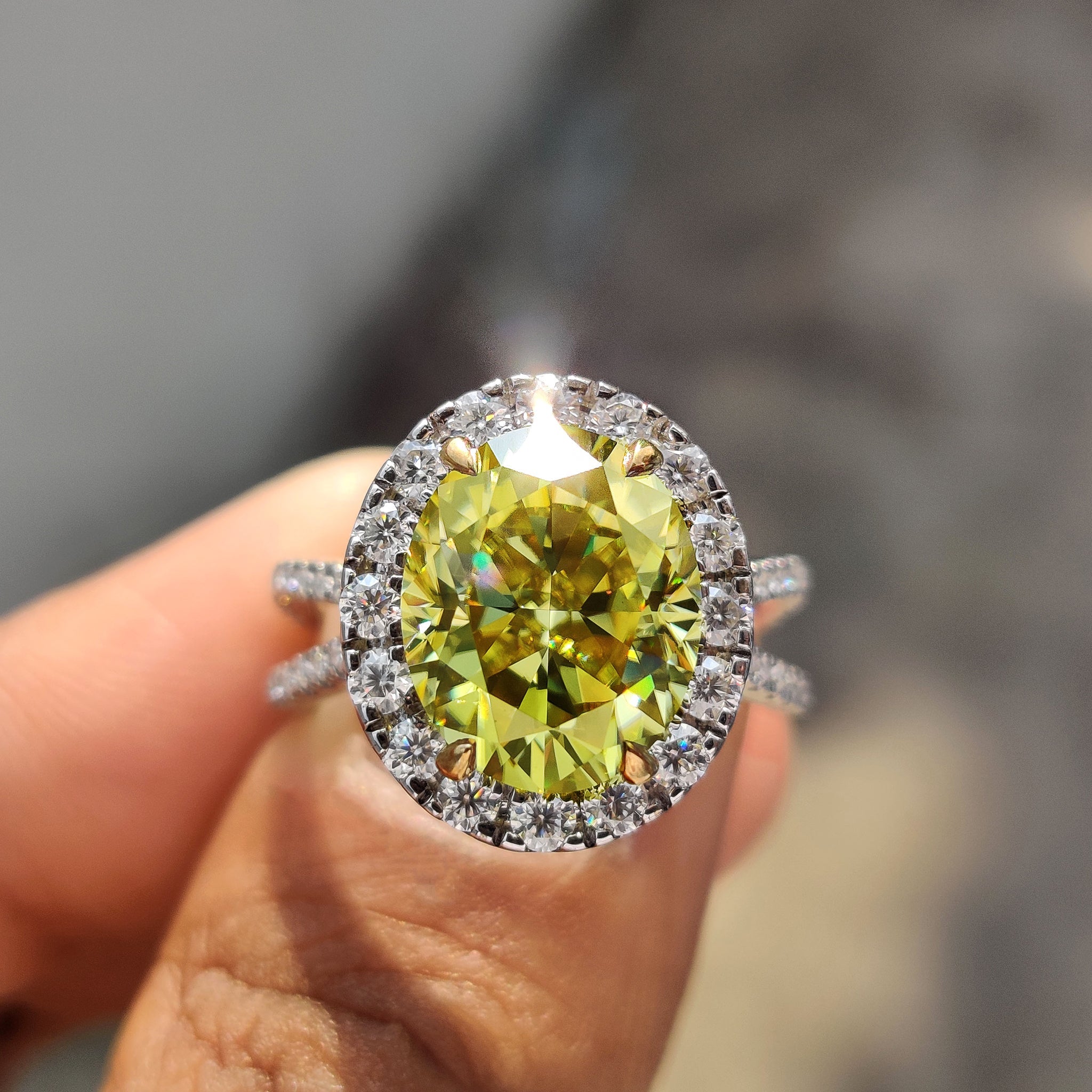 Double Hidden Halo Oval Cut Moissanite Ring Main image