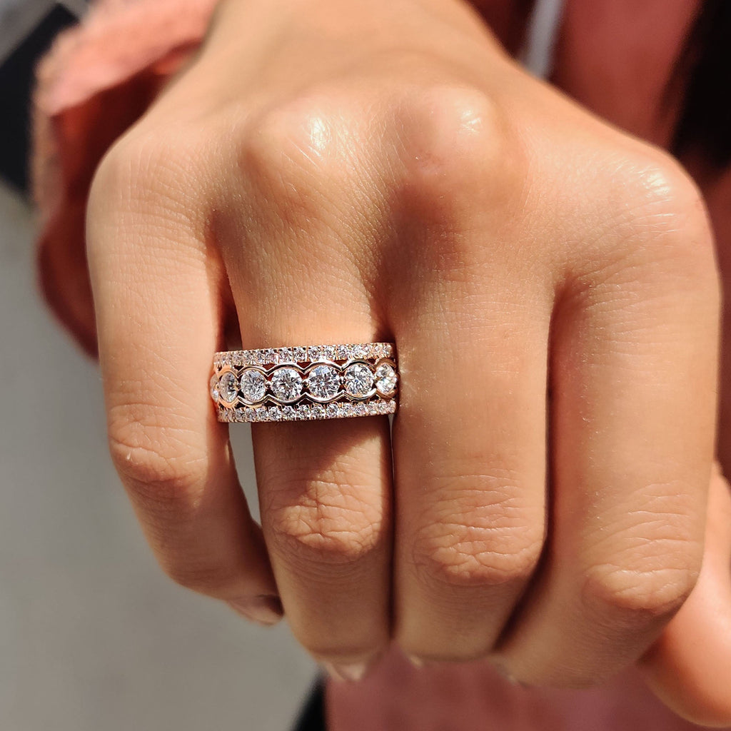 Round Moissanite Half Eternity Band For Her