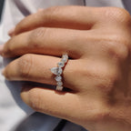Pear Wedding Band with Tiara Crown Design