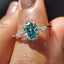 7 Stone Moissanite Ring With Oval Cyan Blue Moissanite