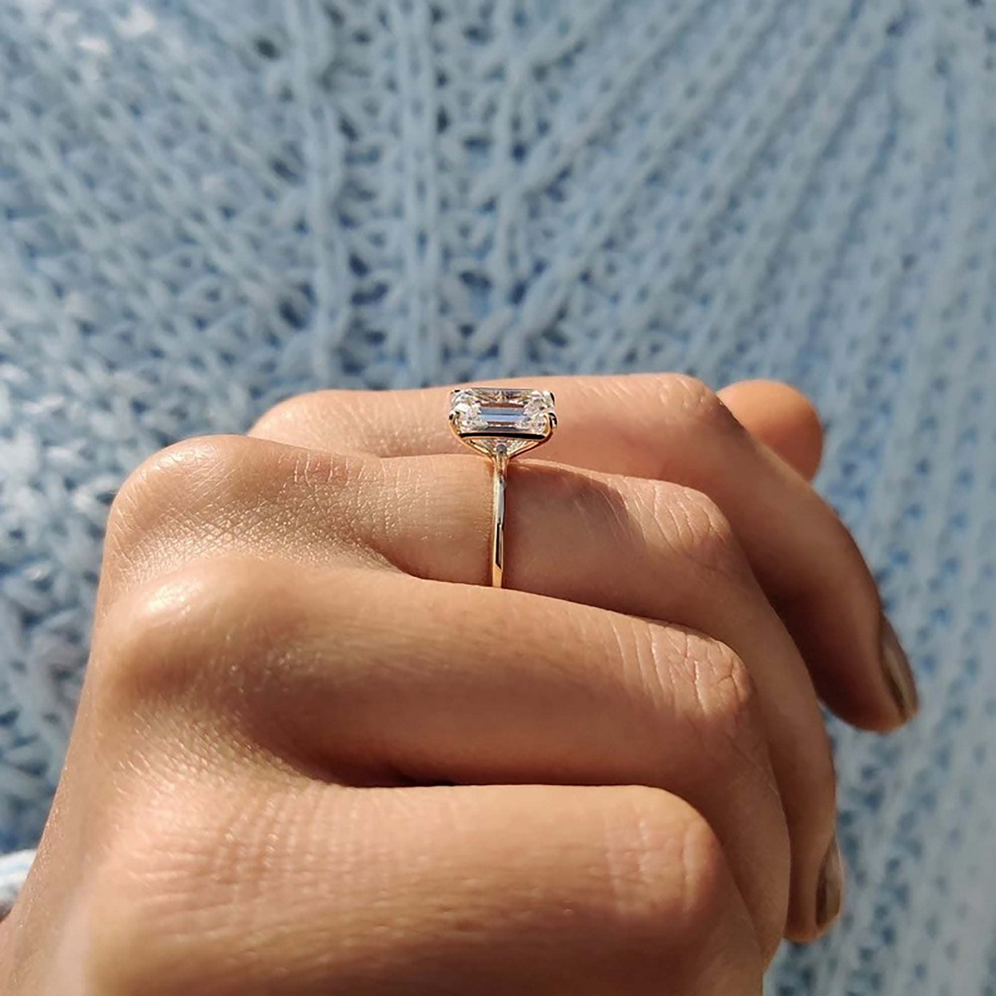Knife Edge Emerald Cut Solitaire Ring Secondary image