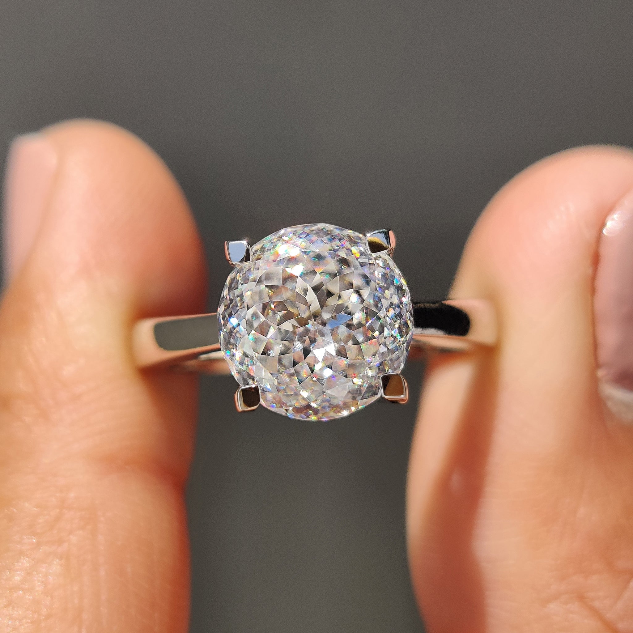 Moissanite Solitaire Ring With portuguese Cut Main image