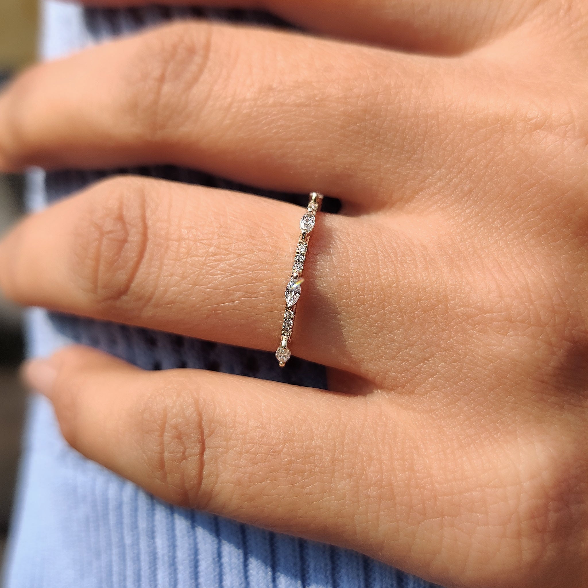 Marquise And Round Diamond Wedding Band In Half Eternity Main image