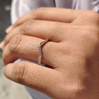 V Shaped Wedding Band with Classic Round Diamond