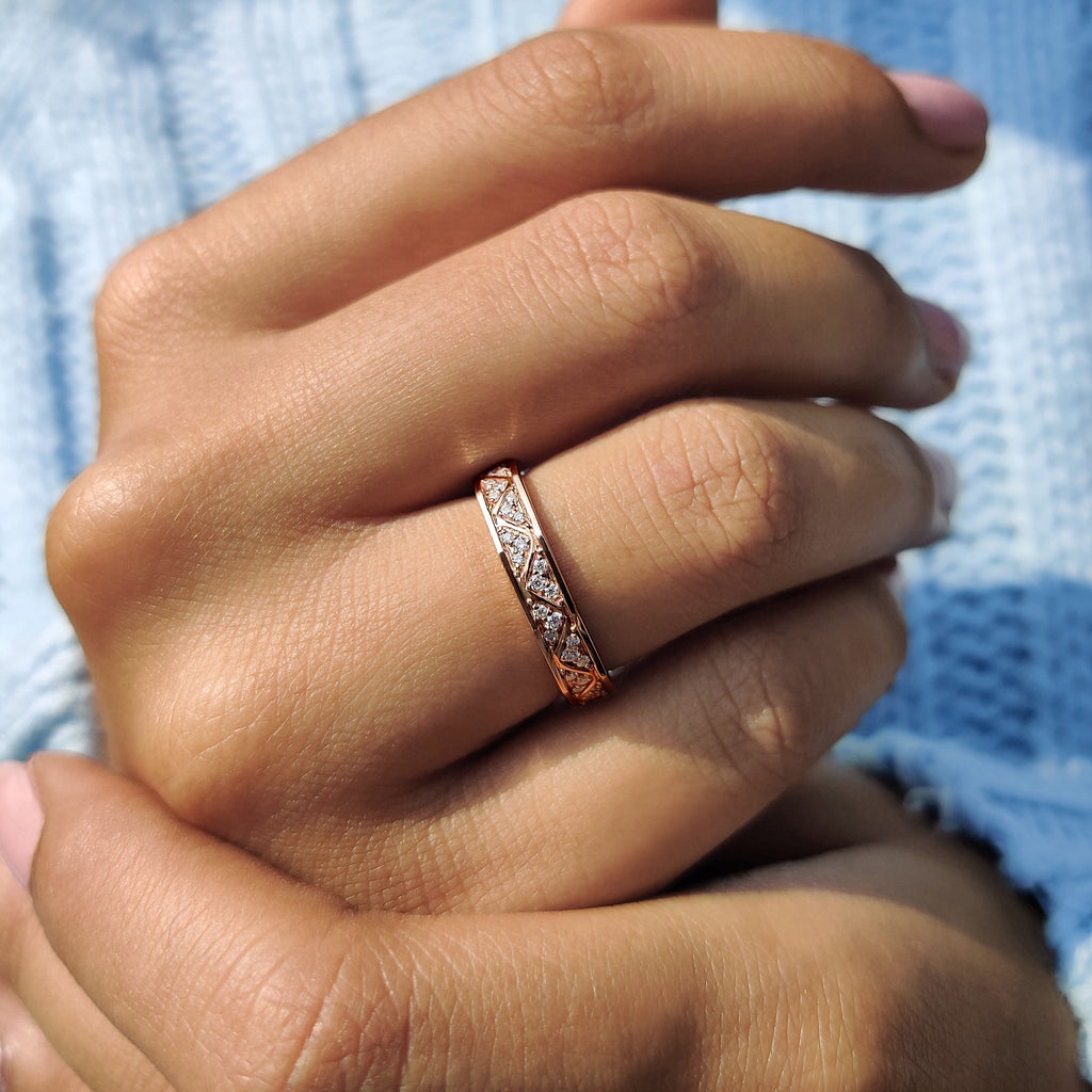 Moissanite Eternity Band With Filigree Detailing