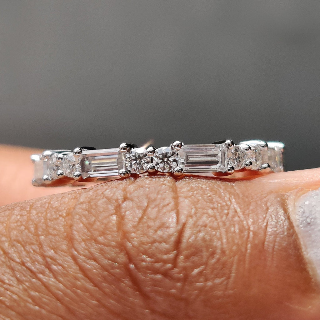 Moissanite Baguette Band In Full Eternity Style