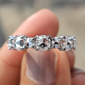 Round Rose Cut Eternity Band In Secure Claw Prong