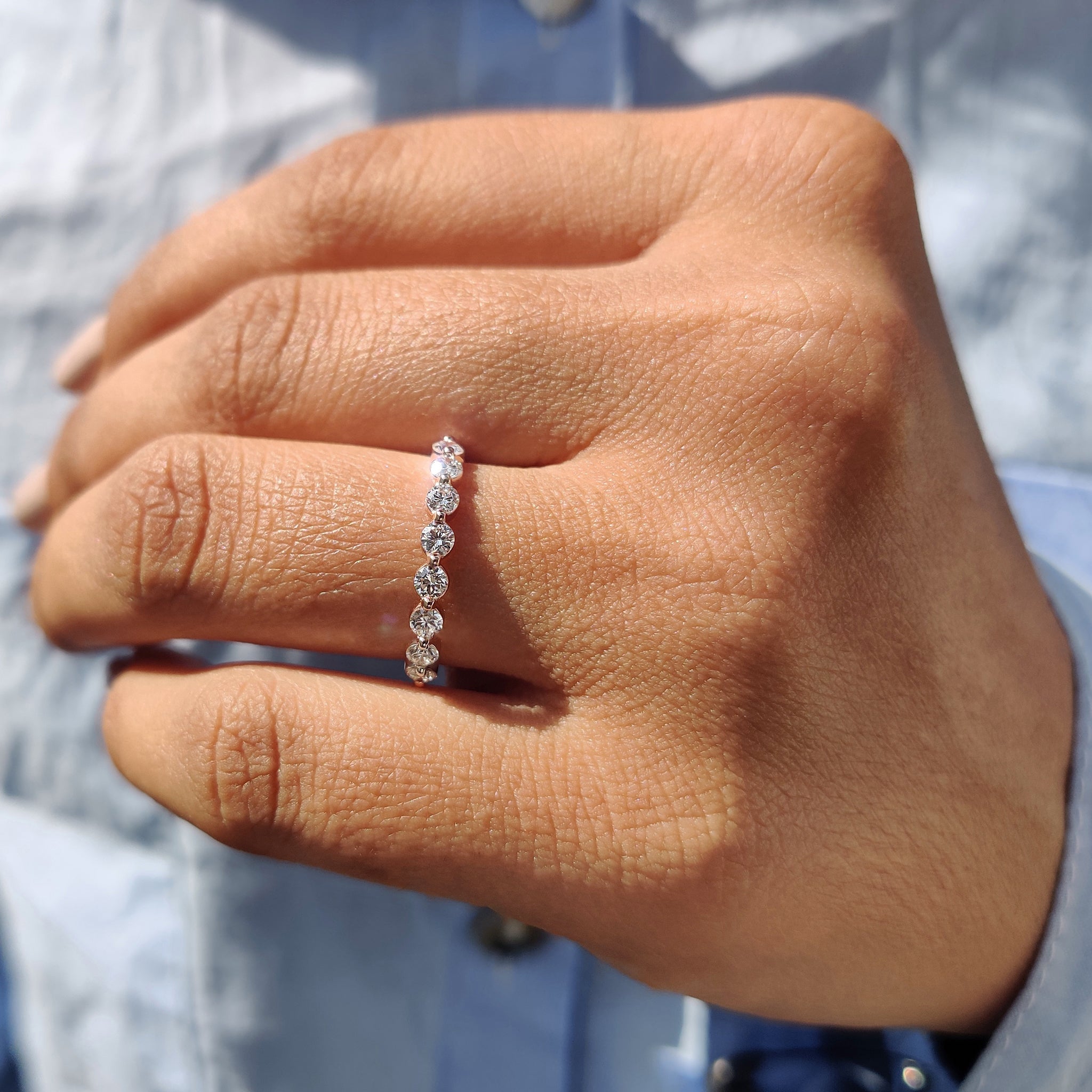 Yellow Gold Wedding Band – Round Old Mine Cut