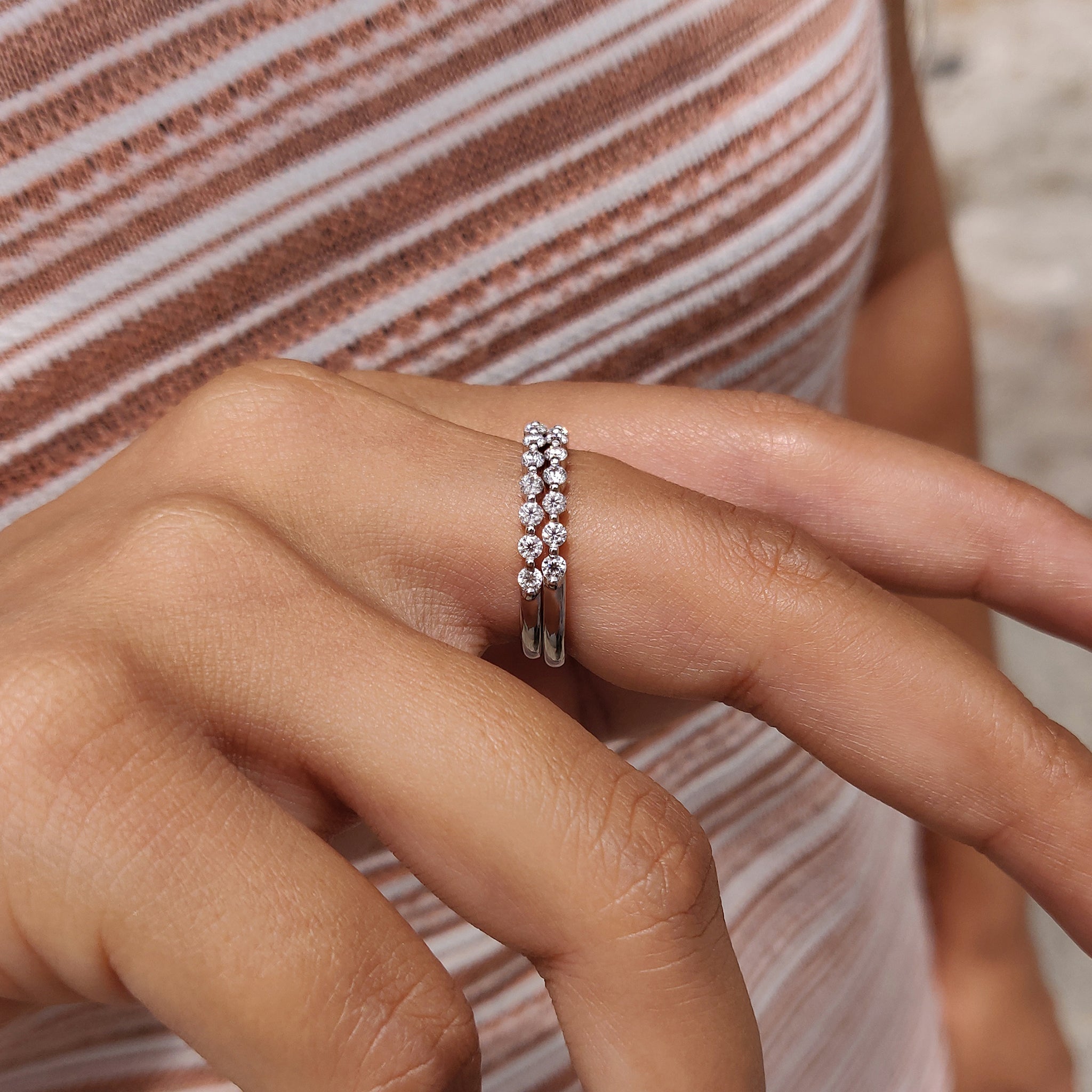 White Gold Band - 3/4 Eternity Style