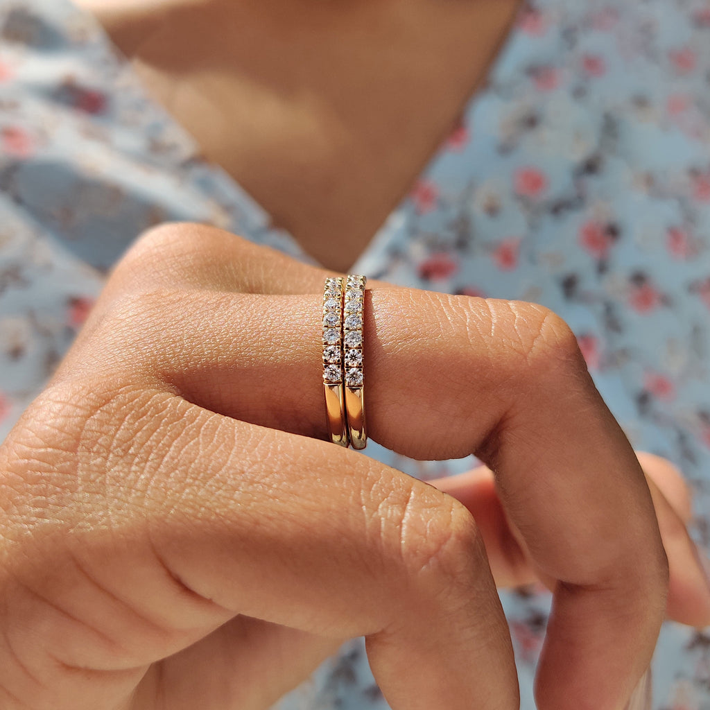 Moissanite Half Eternity Band In Round Cut For Women