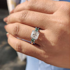 Cushion Cut Moissanite Ring Three Stone Ring