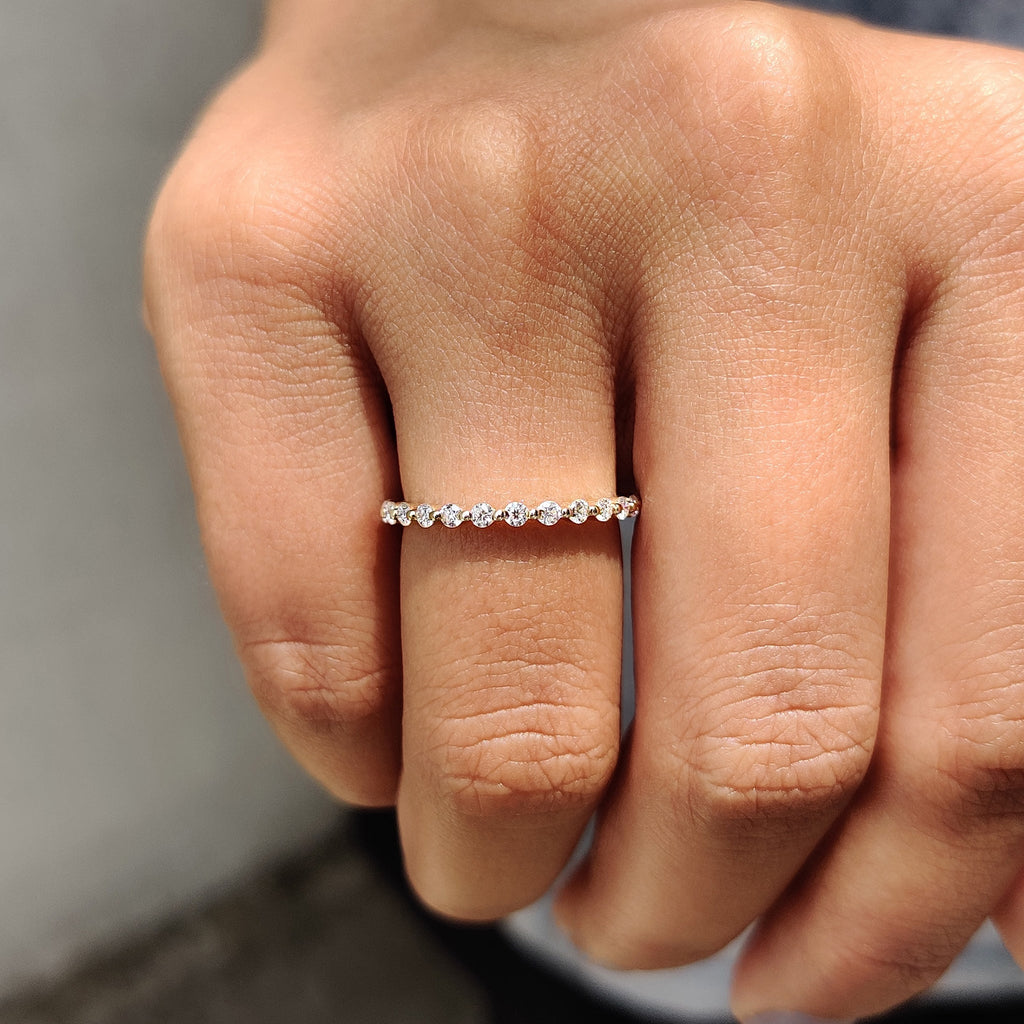 Yellow Gold Eternity Band In Round Cut Moissanite