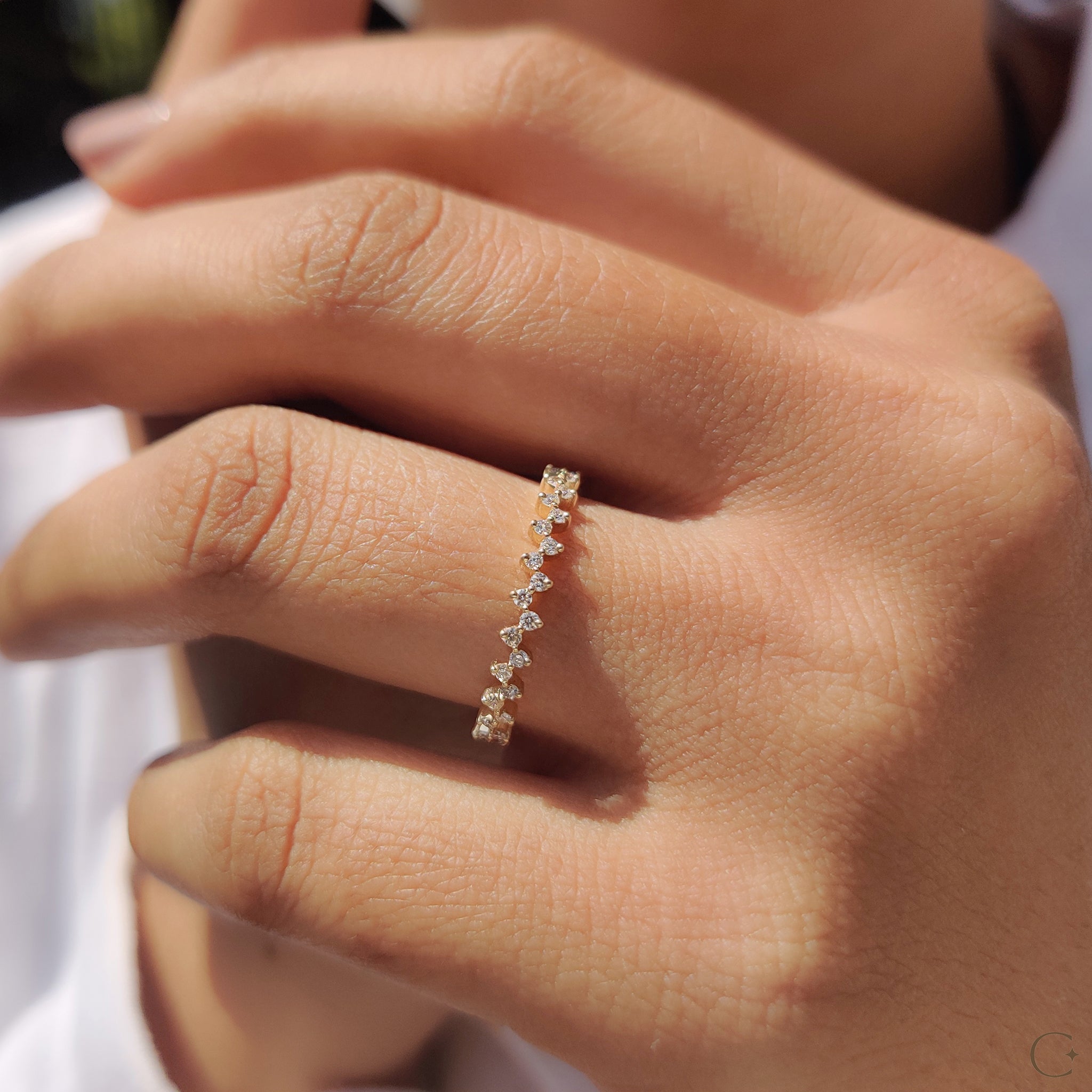 Round Diamond Half Eternity Wedding Band