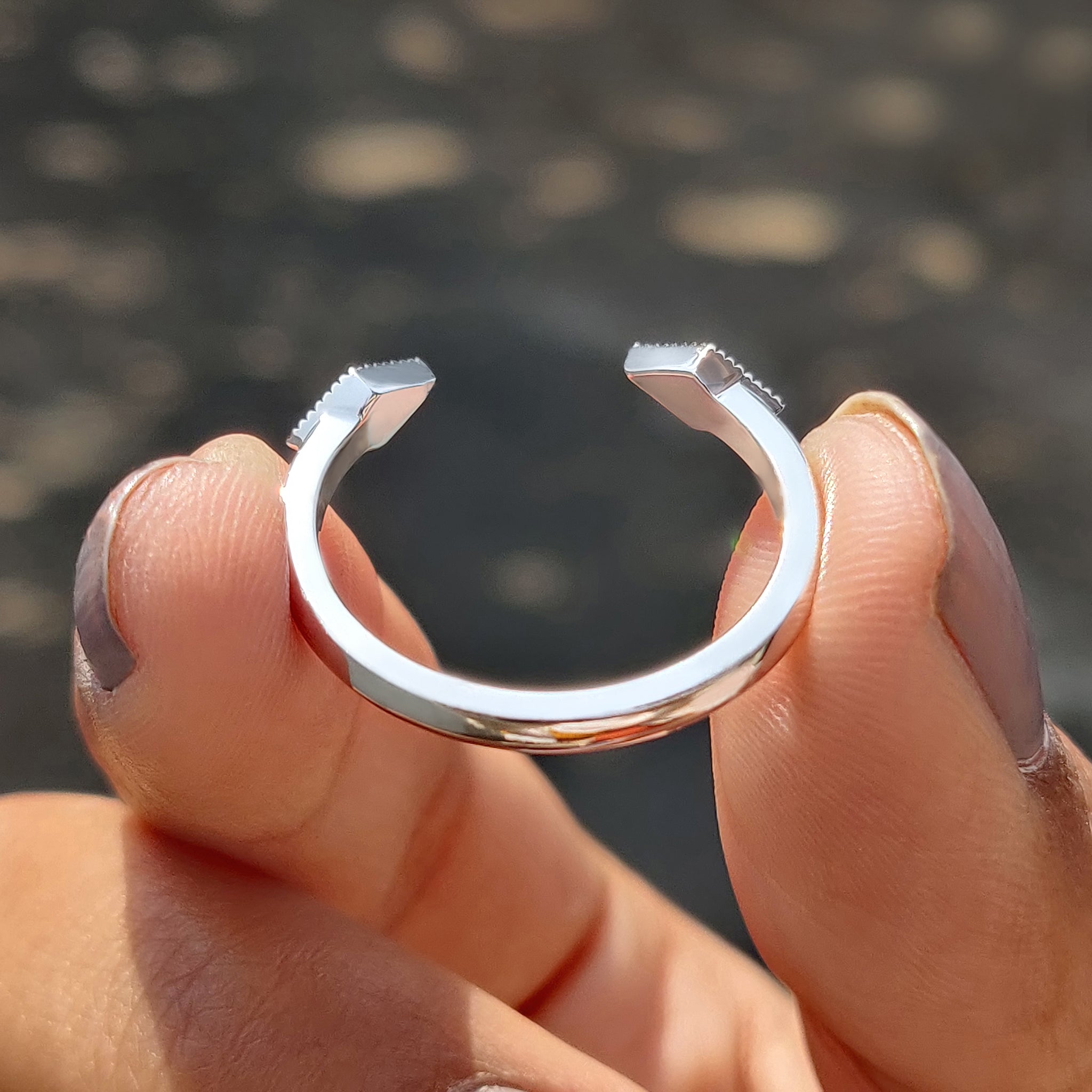 White Gold Open Ring In Round Cut Moissanite