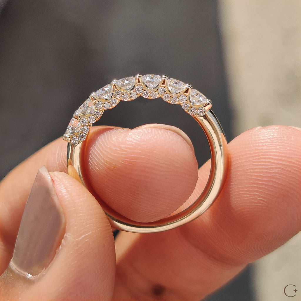 Round Cut Wedding Band In Half Eternity Style