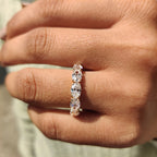 Five Stone Wedding Band In Oval Cut Moissanite
