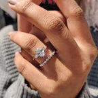 3 Stone Engagement Ring With Oval and Pear Cut Diamond